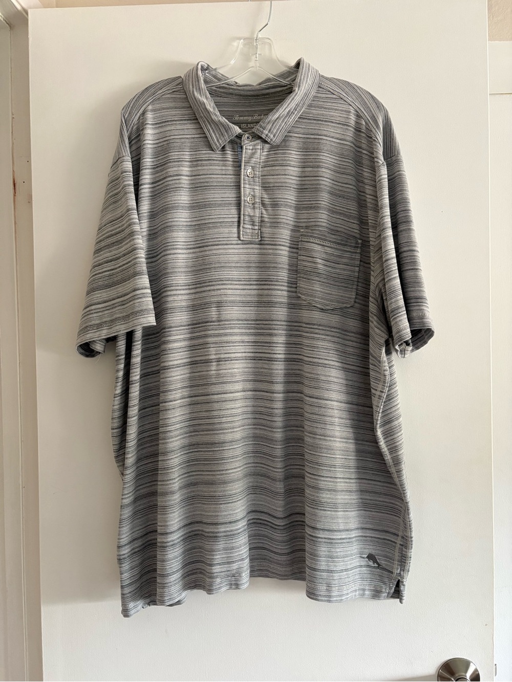 Men's Gray Striped Polo Tommy Bahama 3XL Shirt